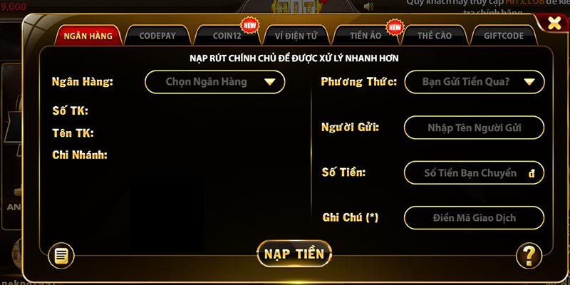 cách nạp tiền hitclub