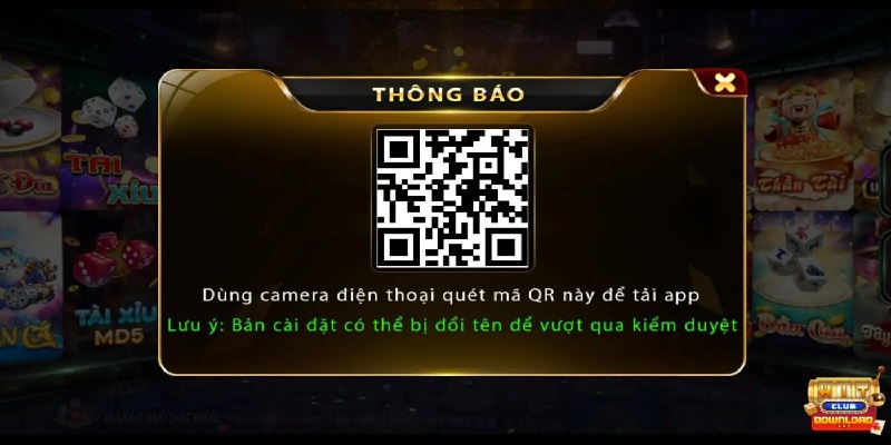 Quét mã QR tải app Hitclub